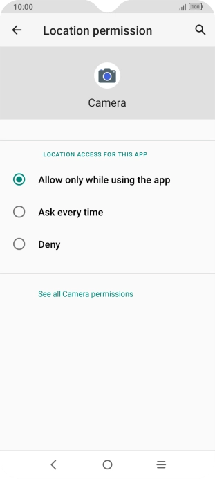 Press the required setting.