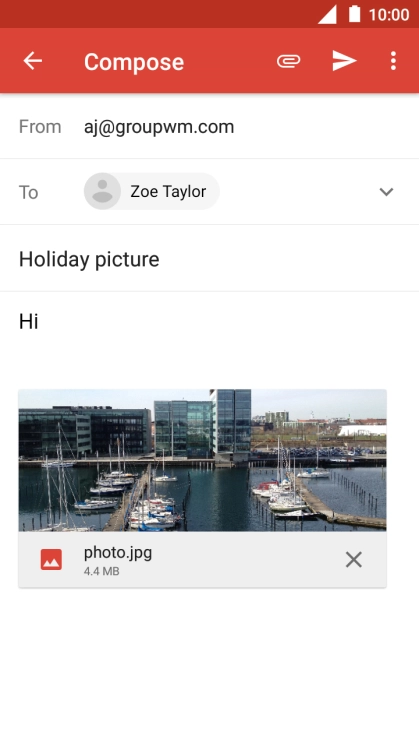 Press the send icon when you've finished your email message.