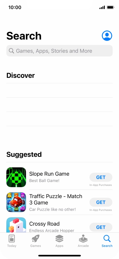 Press the search field and key in the name or subject of the required app.
