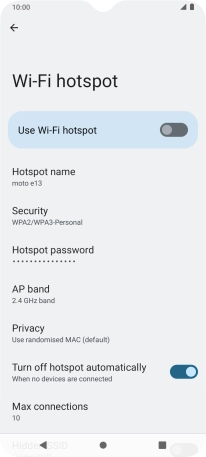 Press Hotspot name.