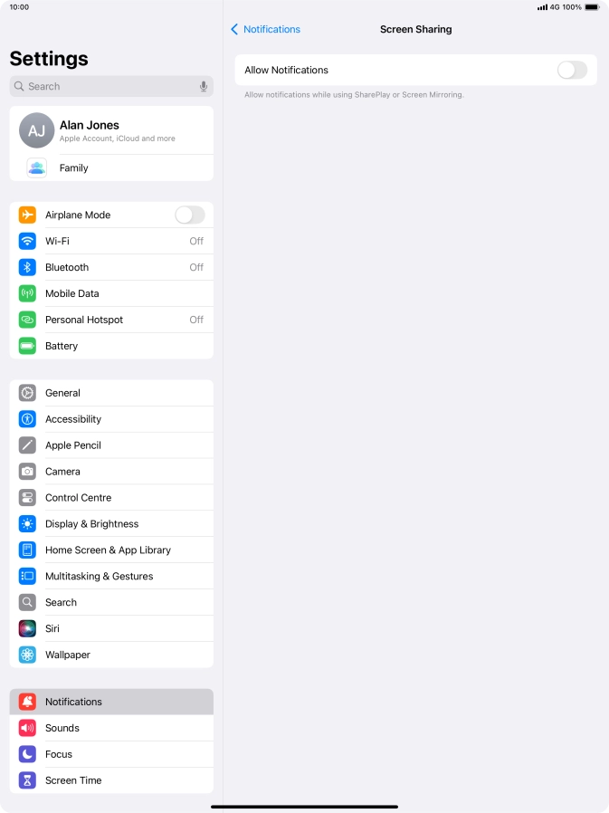 Press the indicator next to 