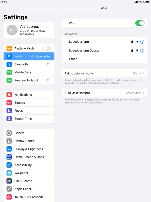 Press the required Wi-Fi network and key in the password for the Wi-Fi network.