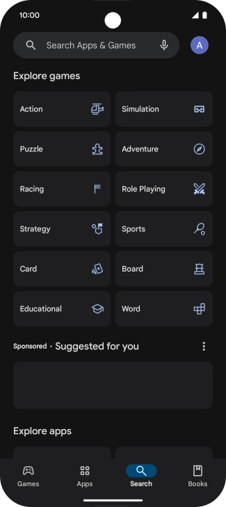 Press the search field.