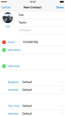 Press the field next to the phone number.