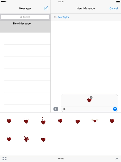 Press the send icon when you've finished your iMessage.