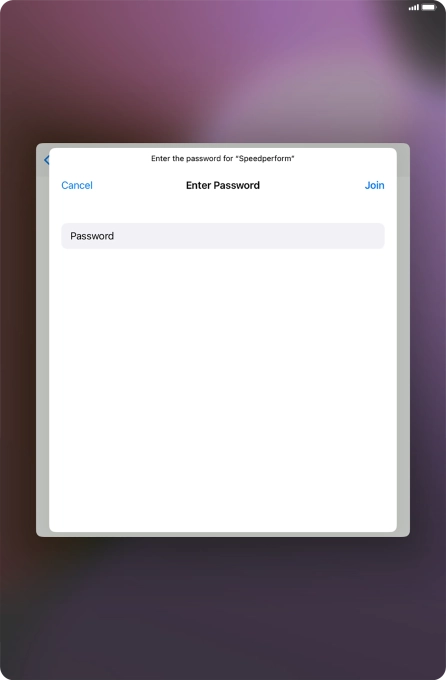 Key in the password for the Wi-Fi network and press Join.