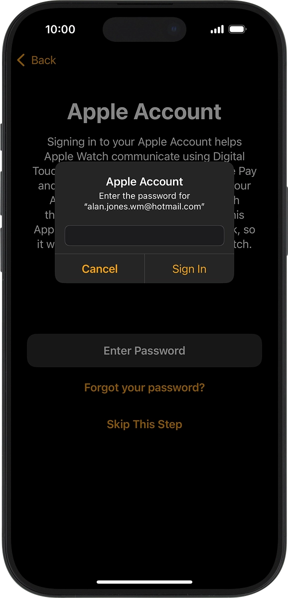 On your phone: Key in the password for your Apple ID and press Sign In.