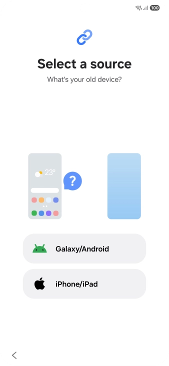Press the required setting and follow the instructions on the screen to transfer the content from another phone.