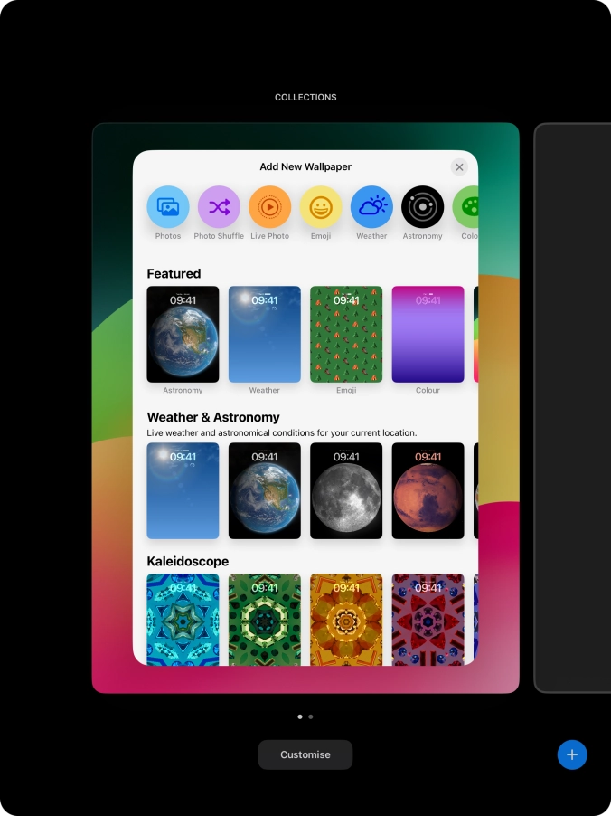 Press the required category and follow the instructions on the screen to select the required background image.