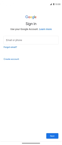 If you don't have a Google account, press Create account and follow the instructions on the screen to create an account.