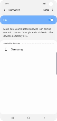 Press the required Bluetooth device and follow the instructions on the screen to pair the device with your phone.