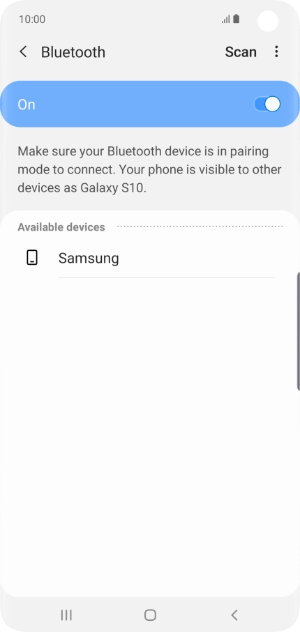 Press the required Bluetooth device and follow the instructions on the screen to pair the device with your phone.