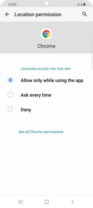 Press the required setting.