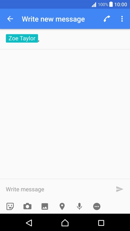 Press the text input field and write the text for your picture message.