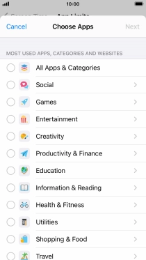 Press the required categories.