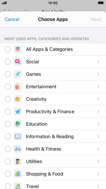 Press the required categories.