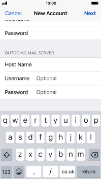Press Username and key in the username for your email account. Please note that if you're using Vodafone's outgoing server, leave the username field empty.
