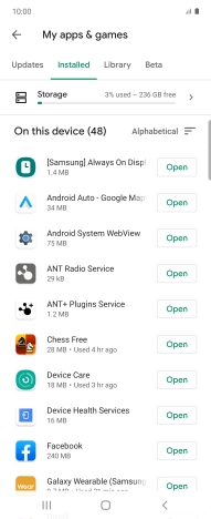Press the required app.
