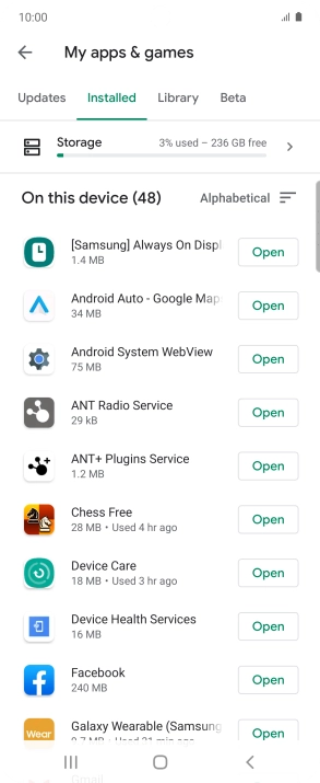 Press the required app.