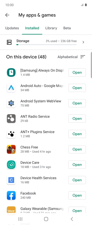 Press the required app.
