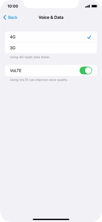 Press the required network mode.