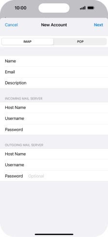 Press Password and key in the password for your email account. Please note that if you're using Vodafone's outgoing server, leave the password field empty.