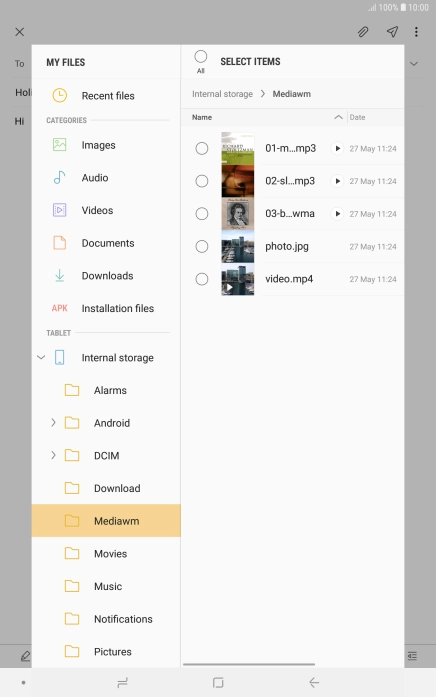 Press the required file.