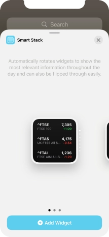 Slide your finger right or left on the screen to select the required widget size.