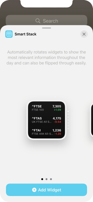 Slide your finger right or left on the screen to select the required widget size.