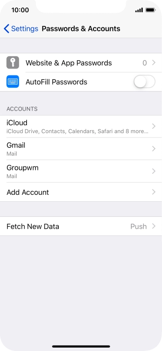 Press the required account.