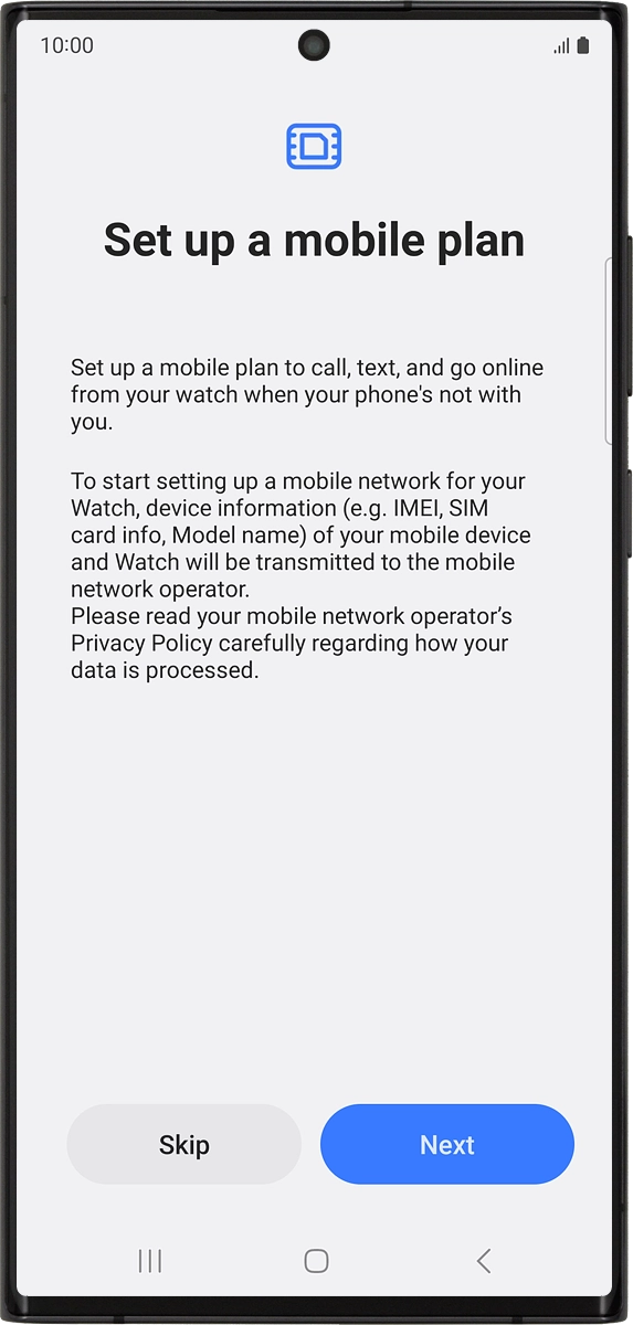On your phone: To set up mobile data on your smartwatch, follow the instructions on the screen to finish setting up your smartwatch.