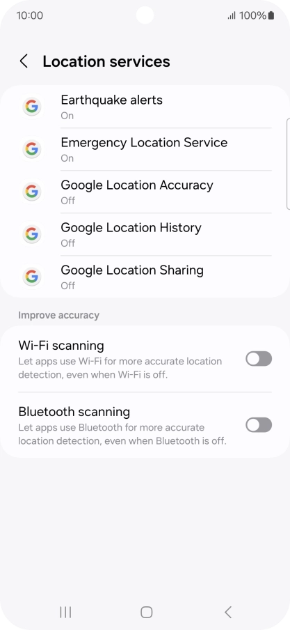 Press Google Location Accuracy.