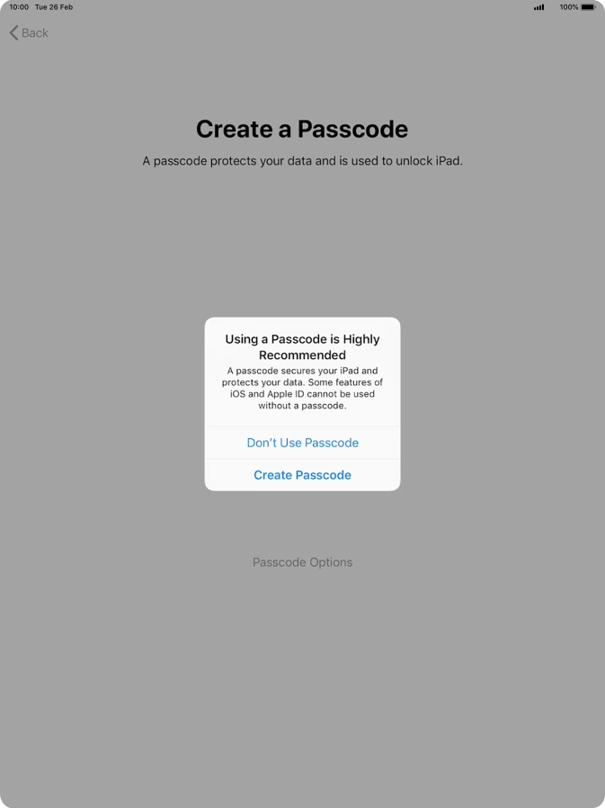 If you turn off the function, press Don't Use Passcode.