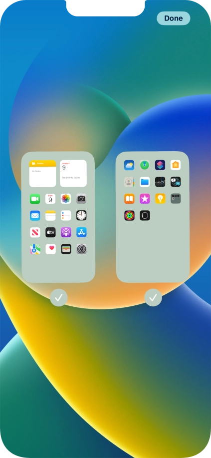 Press the fields below the required home screens to select or deselect them.