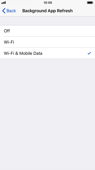 To turn off background refresh of apps, press Off.