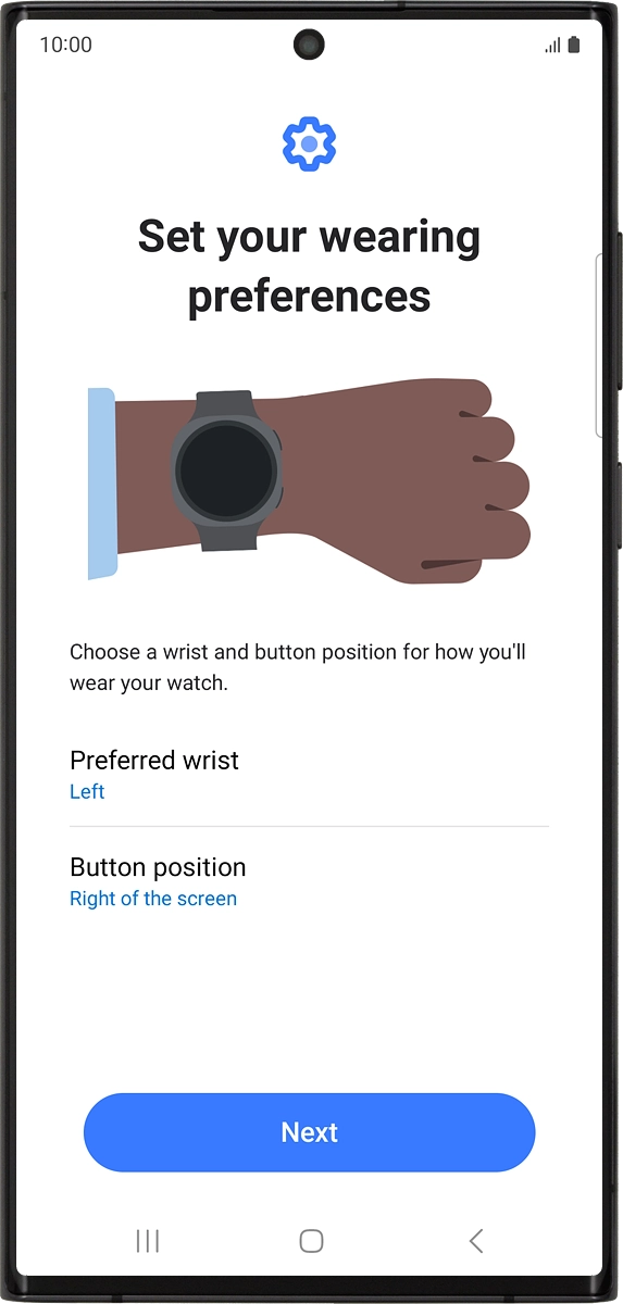On your phone: Follow the instructions on the screen to select the required settings and press Next.