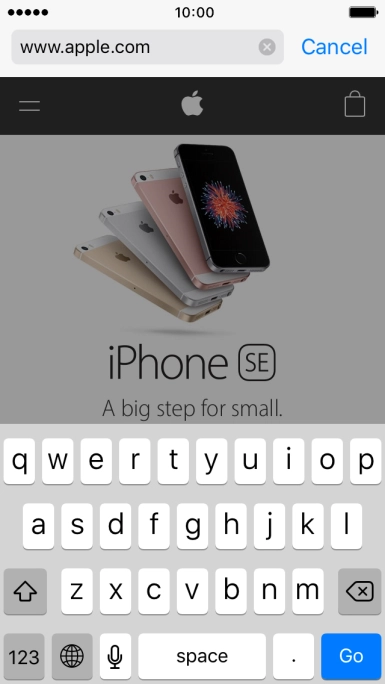 Key in the address of the required web page and press Go.