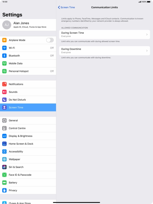 Press During Screen Time.