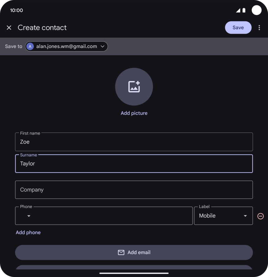 Press the field below 