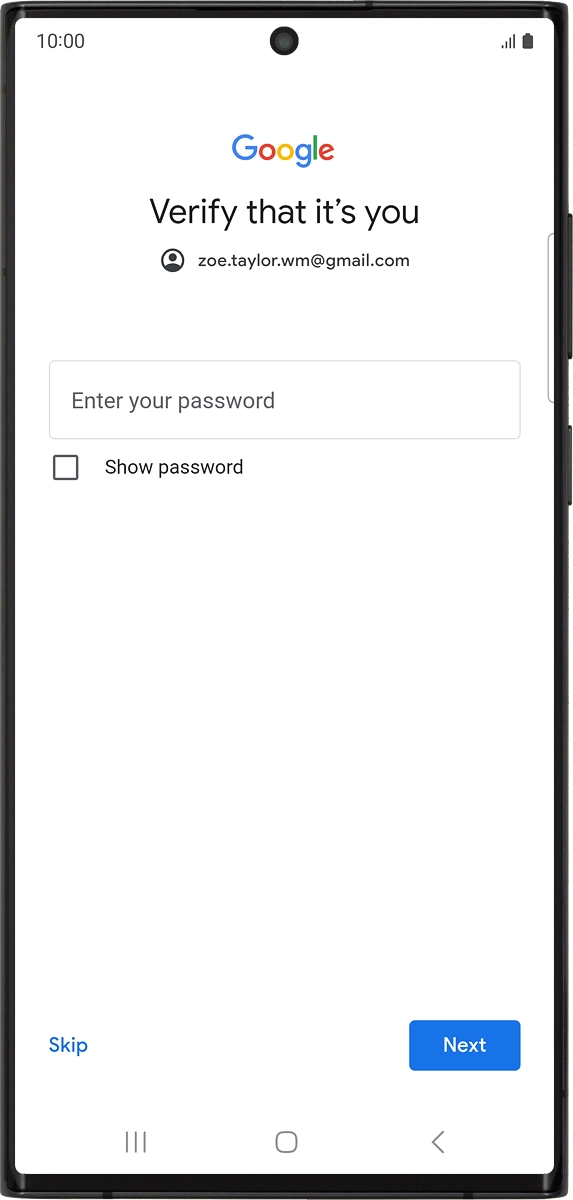 On your phone: Press Enter your password.