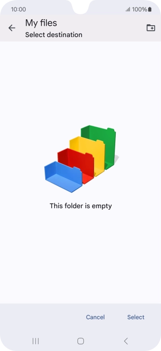 To create a new folder, press the new folder icon and follow the instructions on the screen to create a new folder.