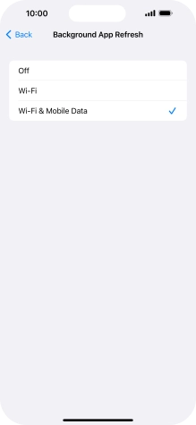 To turn off background refresh of apps, press Off.