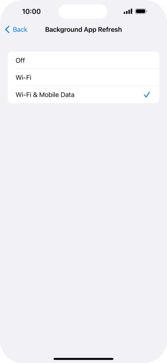 To turn off background refresh of apps, press Off.