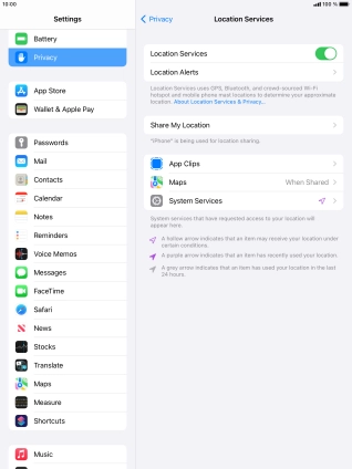 Press the required application.