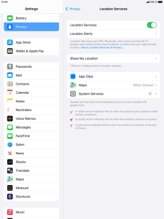 Press the required application.