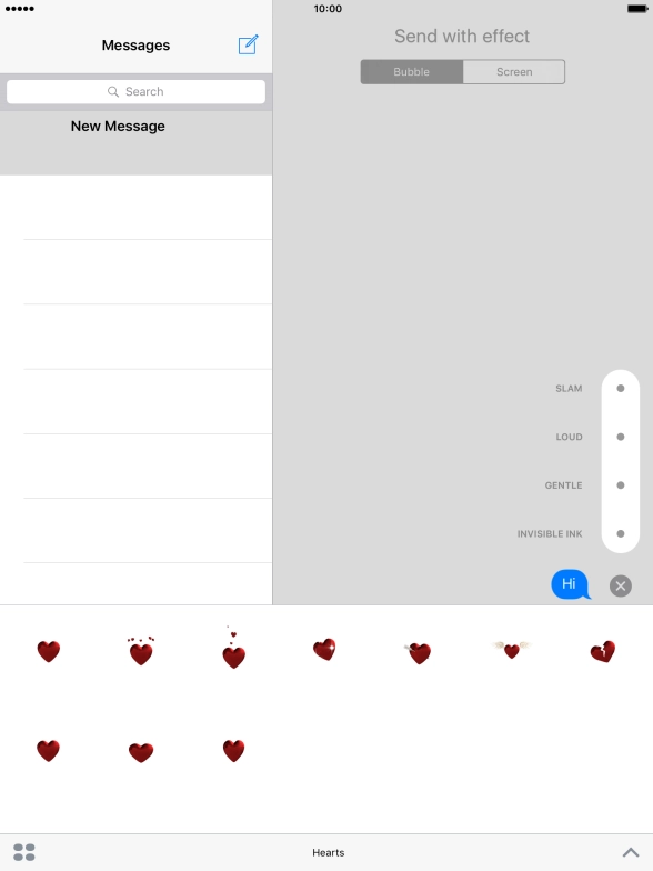 Press Bubble and follow the instructions on the screen to add a speech bubble effect to your iMessage.