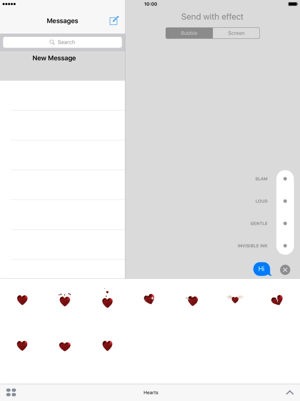 Press Bubble and follow the instructions on the screen to add a speech bubble effect to your iMessage.