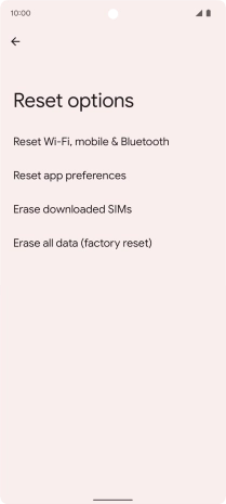 Press Erase all data (factory reset).