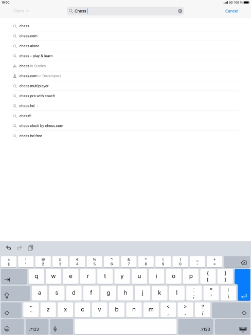Key in the name or subject of the required app and press enter.