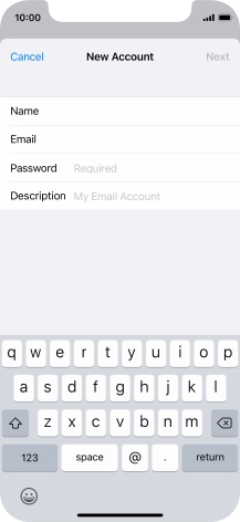Press Password and key in the password for your email account.